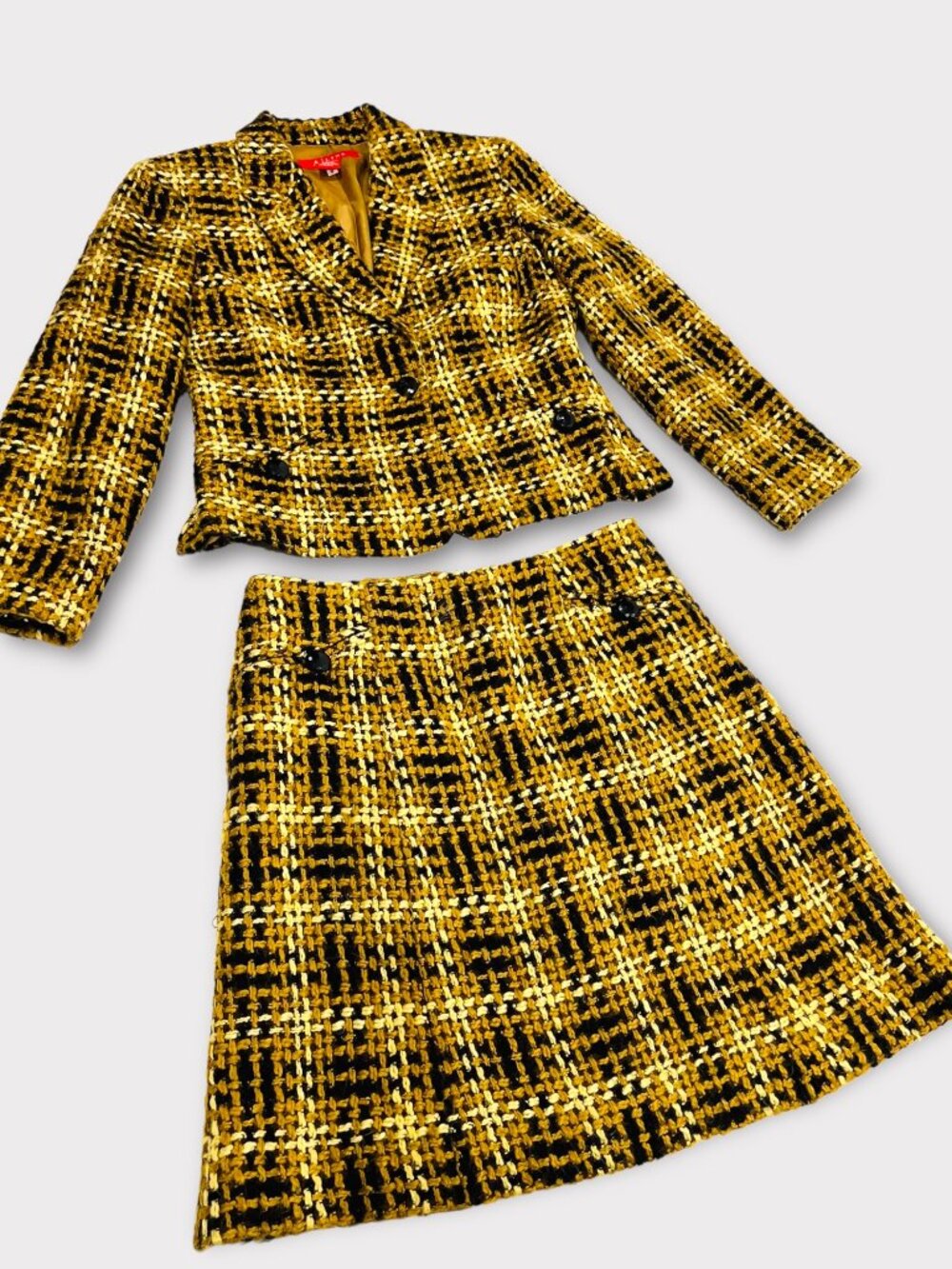 Vintage Brown & Black Tweed Skirt Suit